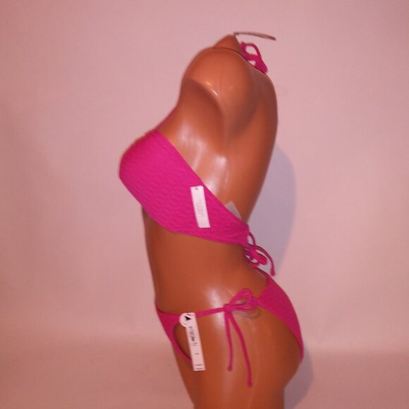 Victoria Secret Swim Bikini Top & Bottom Pink Textured Convertible String Remova - Picture 9 of 16